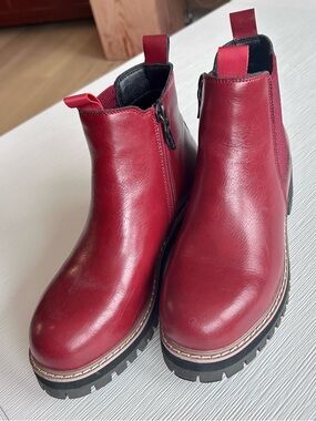 adidas Women's Red Leather Chelsea Ankle Boots